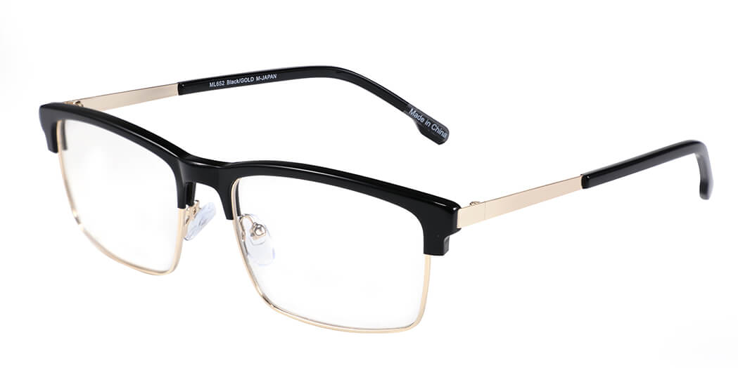 pierre thomas ml652 black/gold frame pierre thomas eyewear casual elegant metal square black and gold