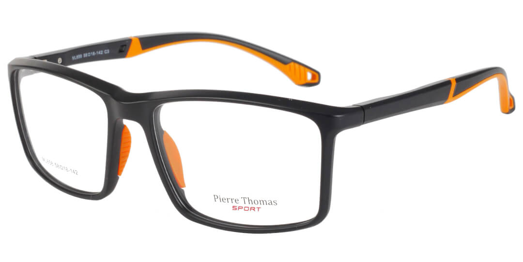 pierre thomas ml658 black orange frame pierre thomas eyewear sportive plastic large size frame