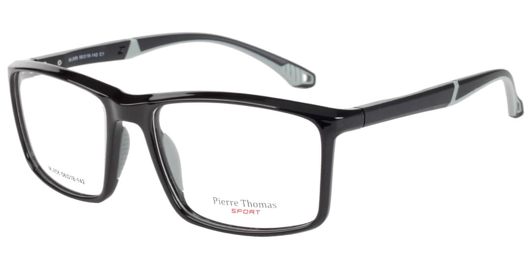 pierre thomas ml658 black frame pierre thomas eyewear sportive plastic large size frame