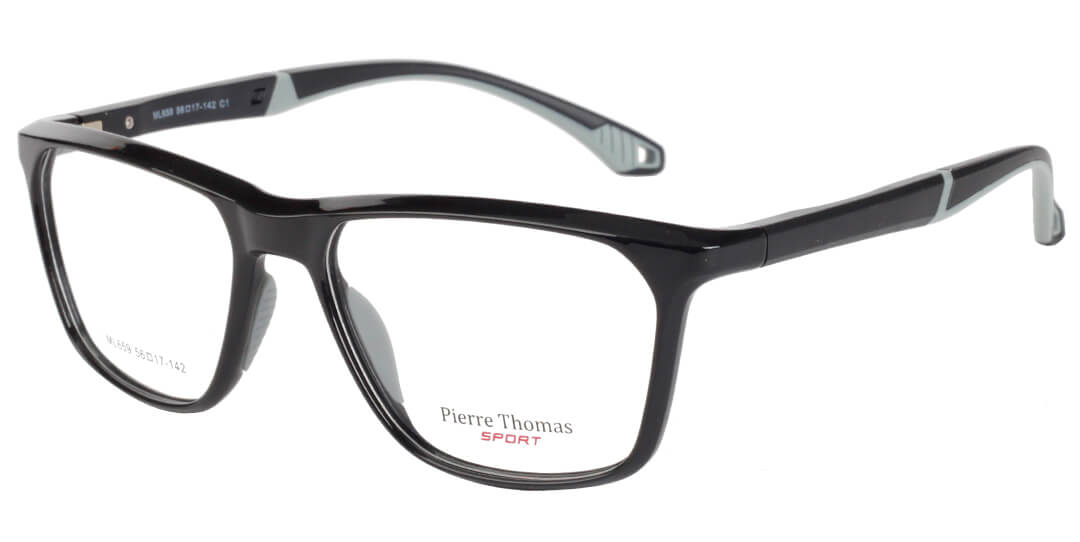 pierre thomas ml659 black frame pierre thomas eyewear sportive plastic large size frame